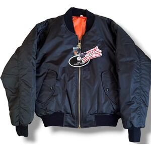 Rothco‎ MA-1 Flight Jacket Black Marine Bulldogs Graphic Bomber Mens Small NWT